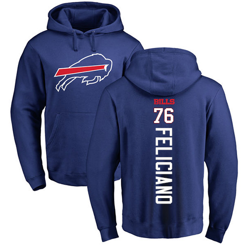 Men NFL Buffalo Bills #76 Jon Feliciano Royal Blue Backer Pullover Hoodie Sweatshirt->buffalo bills->NFL Jersey